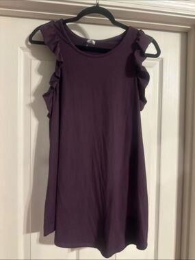 Women's Ruffle Sleeve Racer Back Tank Top - Plum